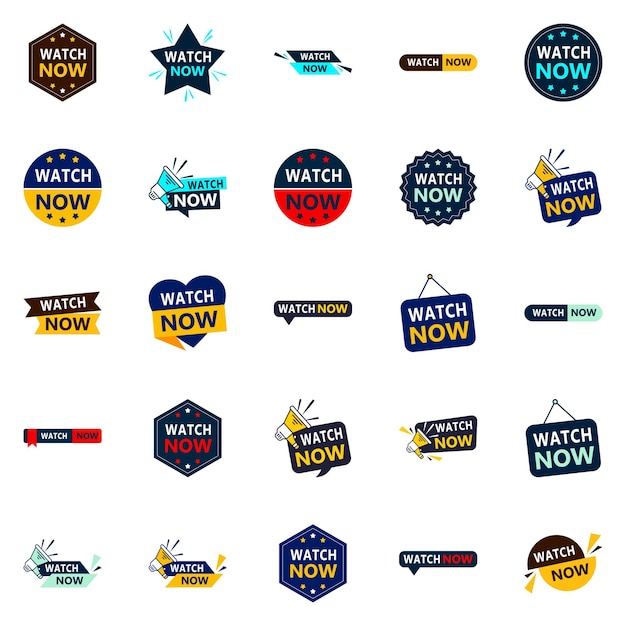 Free Vector 25 unique watch now banners to help your business stand out