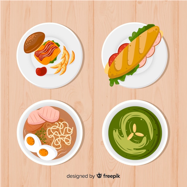 Free Vector 2d food dish collection