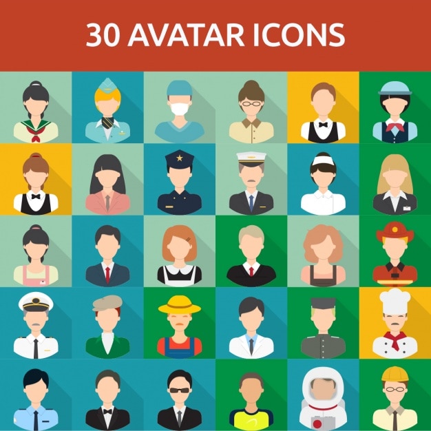 Free Vector 30 avatar icons