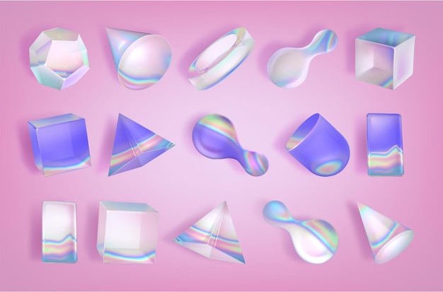 Free vector 3d abstract glass shape and crystal light gradient