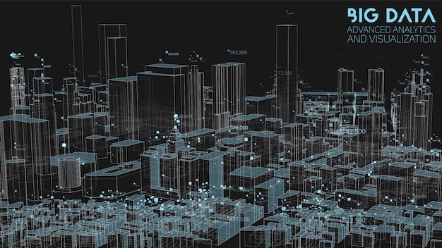 Free vector 3d abstract urban financial structure analysis of big data