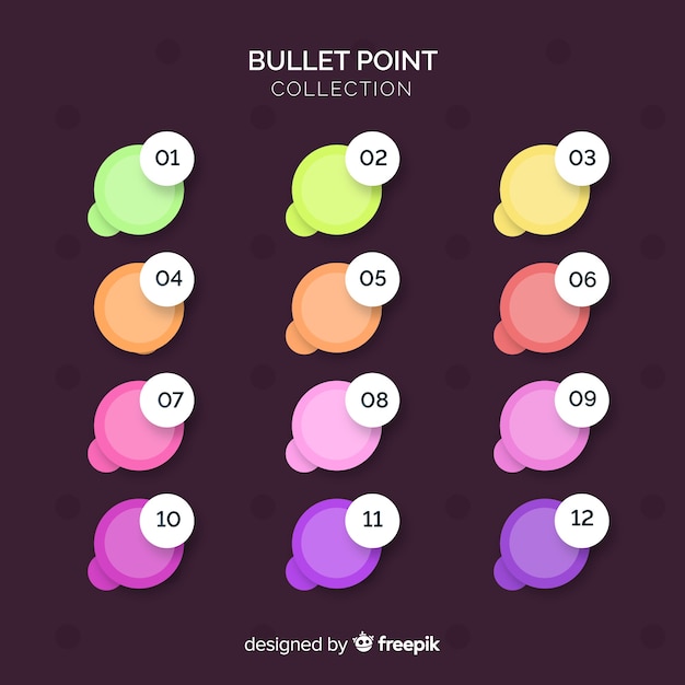 Free Vector 3d colorful bullet point collection