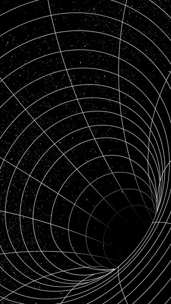 Free Vector 3d grid wormhole illusion design element vector