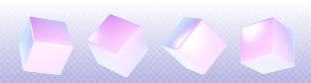 Free Vector 3d holographic cube render abstract box shape