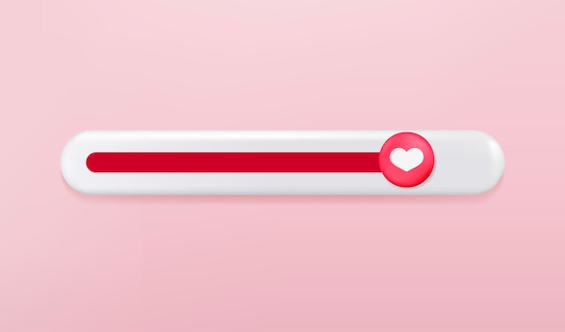 3d love bar scale with heart button isolated. Scale rating with love concept. 3D vector web icon bar