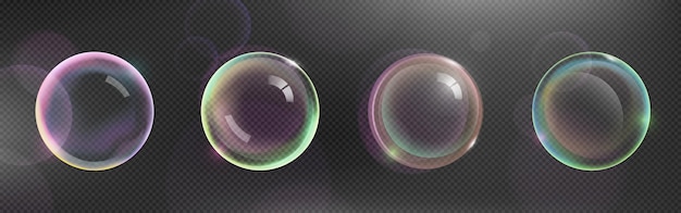 Free vector 3d pink transparent soap ball realistic vector