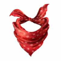 Free vector 3d realistic silk red neck scarf. fabric cloth of dotted neckerchief. scarlet bandana