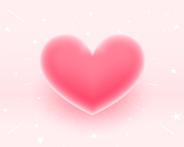 Free Vector 3d soft pink love heart for valentines day