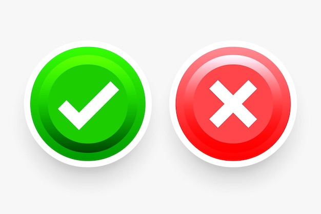 Free Vector 3d style yes and no check mark sign design