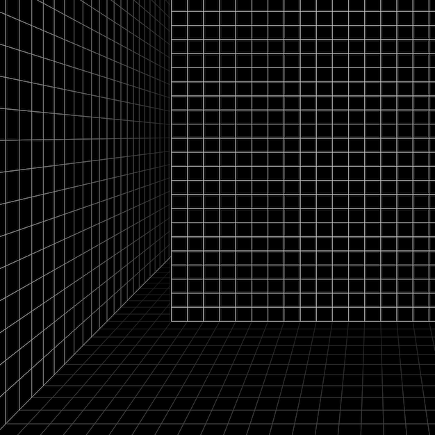 Free Vector 3d wireframe grid room background vector