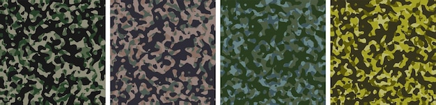 Free Vector 4 camouflage background set pattern design vector illustration army backdrop