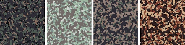 Free Vector 4 camouflage background set pattern design vector