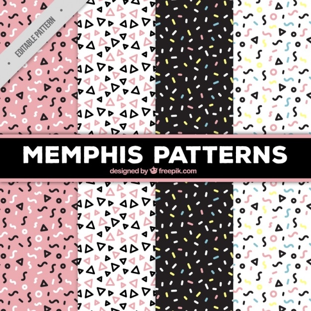 Free Vector 4 memphis patterns