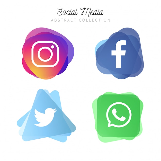 Free Vector 4 popular social media abstract logotypes