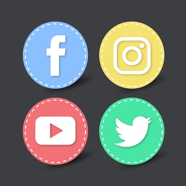 4 round icons for social networks