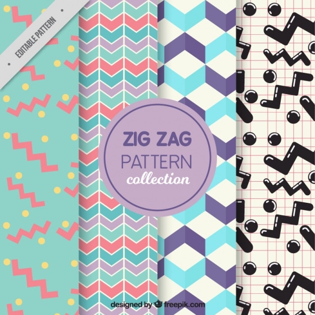 Free Vector 4 zig zag patterns