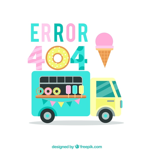 404 error concept with ice cream van