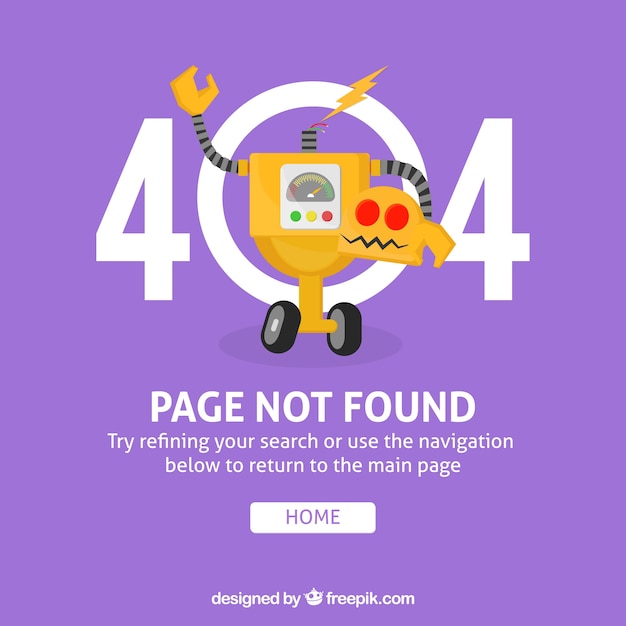 Free Vector 404 error design with yellow robot