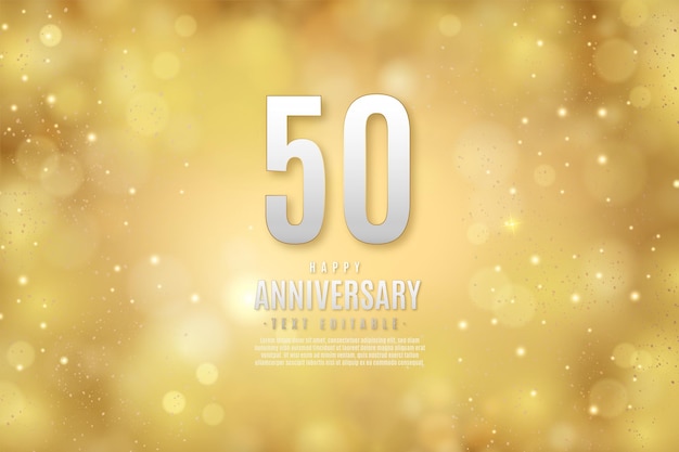 Free Vector 50th anniversary banner with golden background