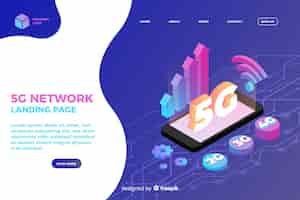 Free vector 5g network isometric landing page