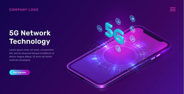 5G network technology, isometric concept