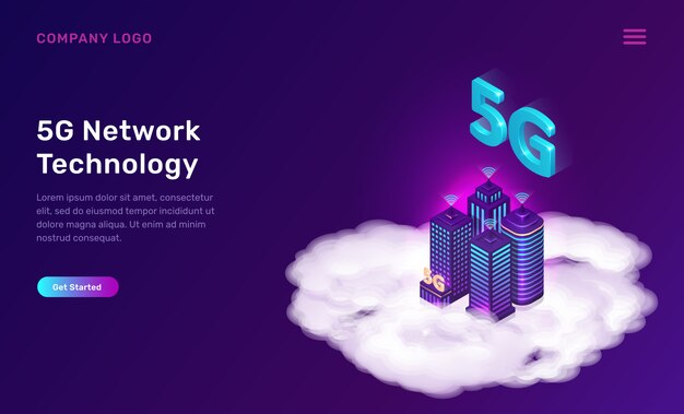 5G network technology, isometric concept