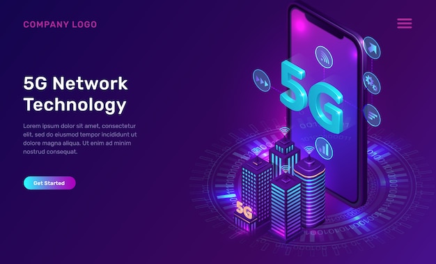 Free vector 5g network technology, isometric concept
