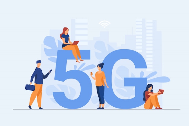 Free Vector 5g networks and telecom illustration