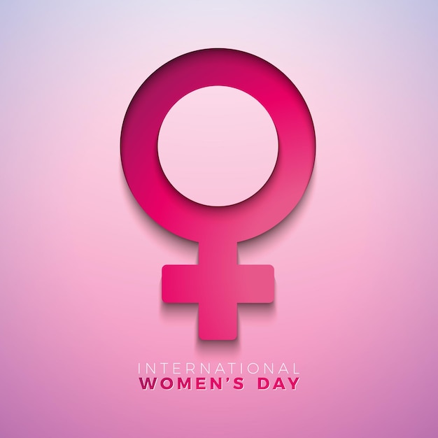 Free vector 8 march international womens day vector illustration with 3d female symbol on light pink background
