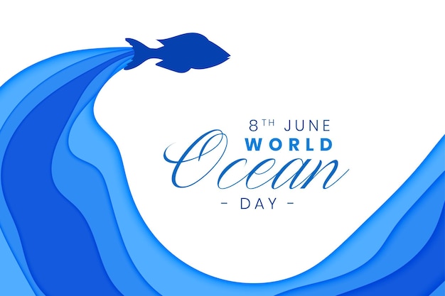 Free Vector 8th june world ocean day poster save water and climate