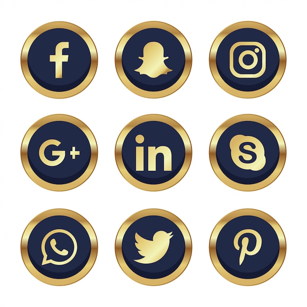 Free Vector 9 social networking with golden details