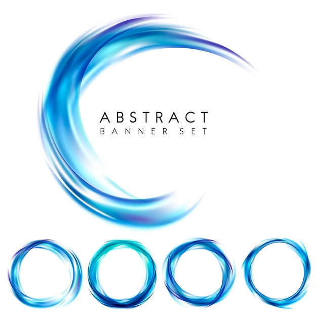 Free Vector abstract banner set in blue