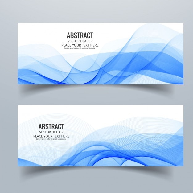 Free Vector abstract banners with blue wavy shapes