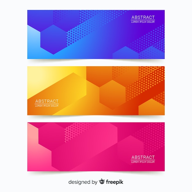 Free Vector abstract banners with geometric shapes