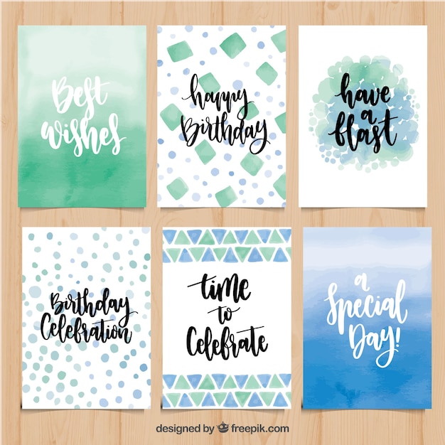 Free Vector abstract birthday card collection with phrases