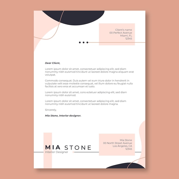 Abstract black and pink cover letter