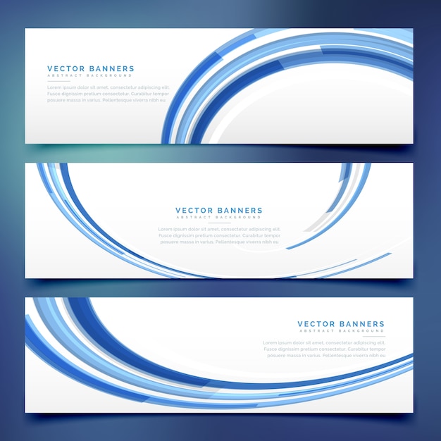 Free Vector abstract blue wavy banners set