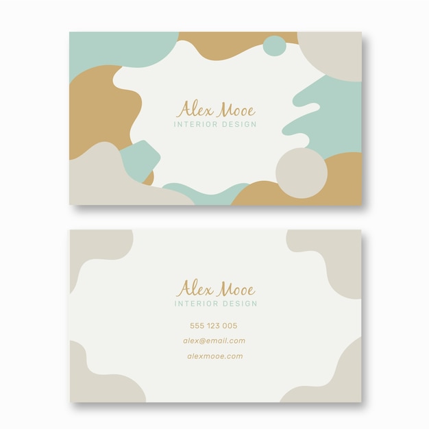 Free Vector abstract business card template with pastel-colored stains