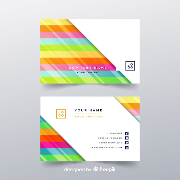 Free Vector abstract business card with colorful design