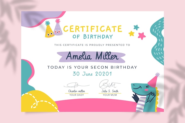 Abstract child-like birthday certificates