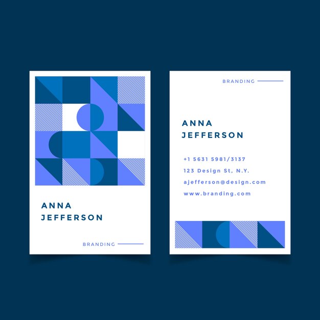 Abstract classic blue business card template