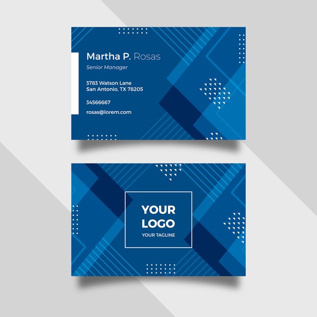 Abstract classic blue template business card set