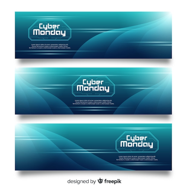 Free vector abstract cyber monday banner set