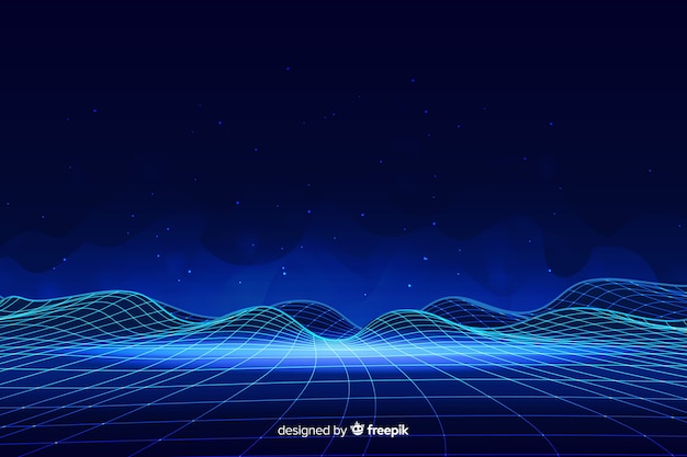 Free Vector abstract digital landscape with particles background