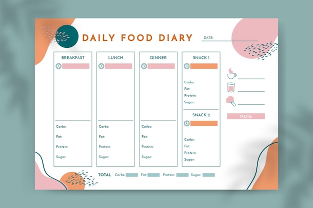 Free Vector abstract elegant daily food calendar