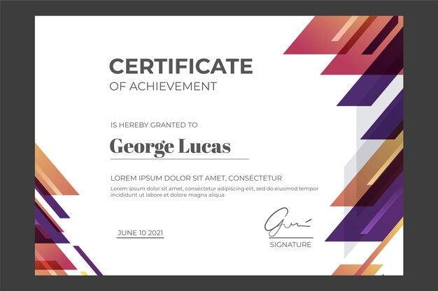 Abstract geometric certificate template