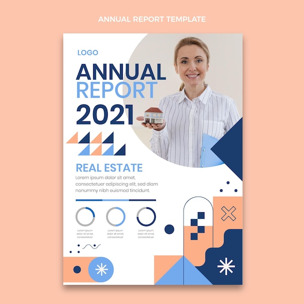 Free Vector abstract geometric real estate annual report