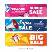 Free vector abstract geometric sales banners with realistic elements