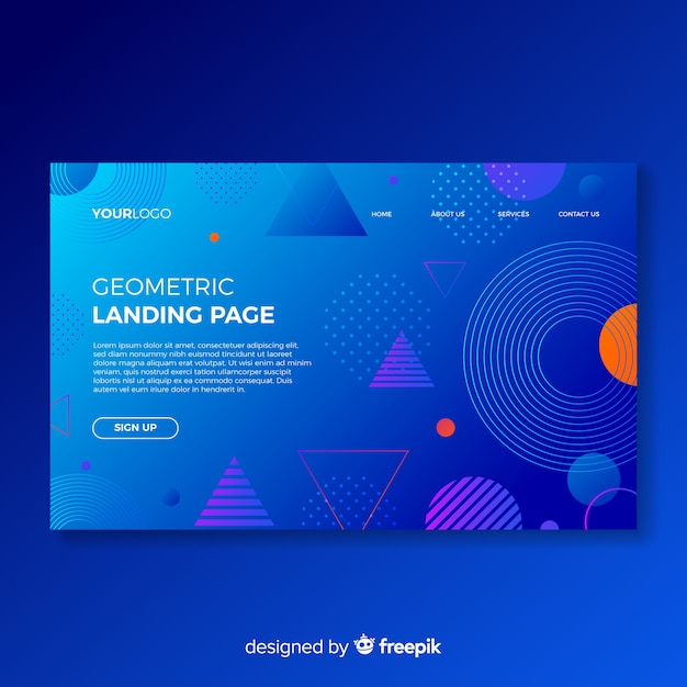 Free vector abstract geometric shapes landing page template