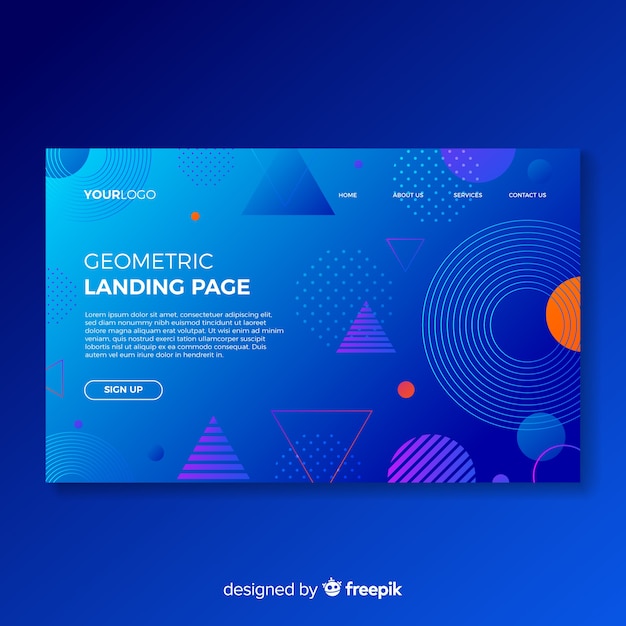 Abstract geometric shapes landing page template